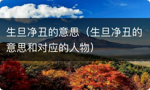 生旦净丑的意思（生旦净丑的意思和对应的人物）