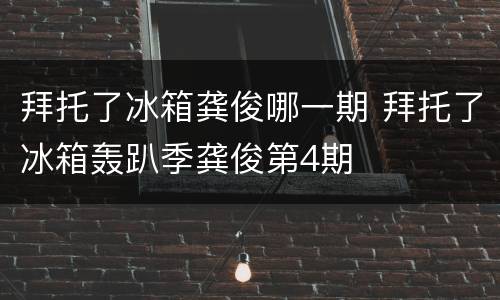 拜托了冰箱龚俊哪一期 拜托了冰箱轰趴季龚俊第4期