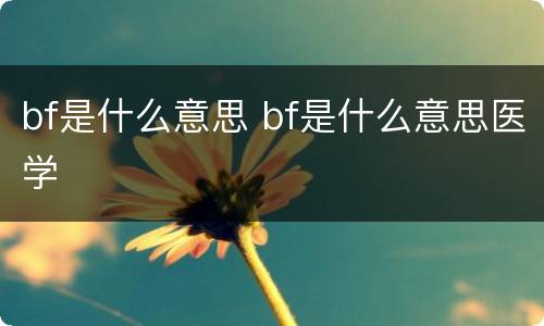 bf是什么意思 bf是什么意思医学