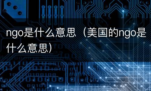 ngo是什么意思（美国的ngo是什么意思）