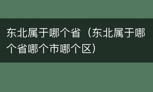 东北属于哪个省（东北属于哪个省哪个市哪个区）