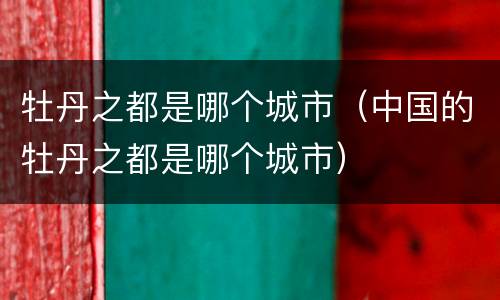 牡丹之都是哪个城市（中国的牡丹之都是哪个城市）