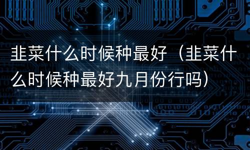 韭菜什么时候种最好（韭菜什么时候种最好九月份行吗）