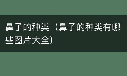 鼻子的种类（鼻子的种类有哪些图片大全）