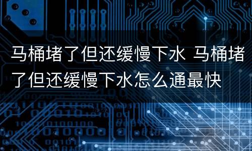 马桶堵了但还缓慢下水 马桶堵了但还缓慢下水怎么通最快