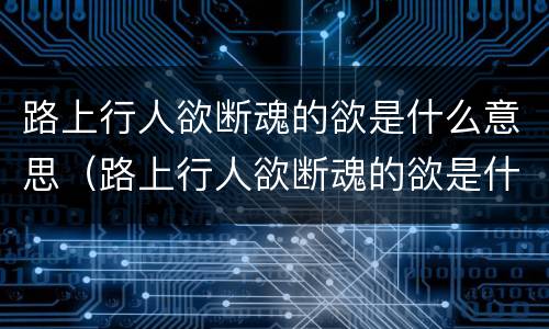 路上行人欲断魂的欲是什么意思（路上行人欲断魂的欲是什么意思 百度网盘）