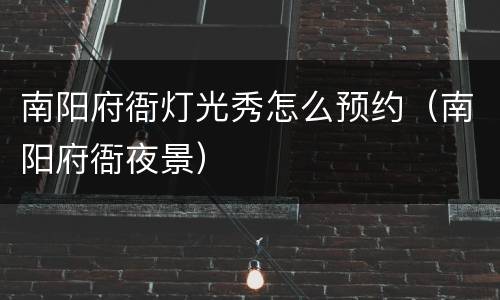 南阳府衙灯光秀怎么预约（南阳府衙夜景）