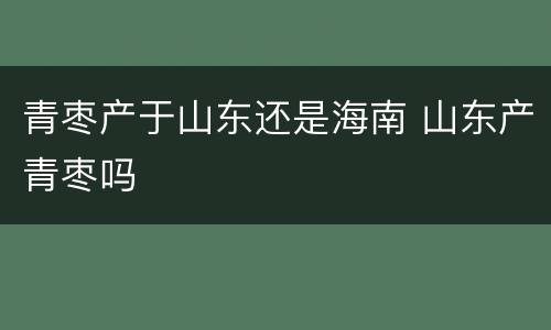 青枣产于山东还是海南 山东产青枣吗