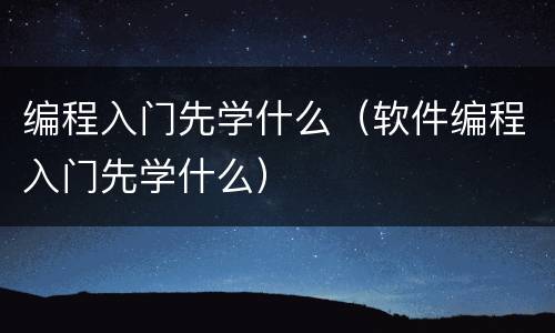 编程入门先学什么（软件编程入门先学什么）