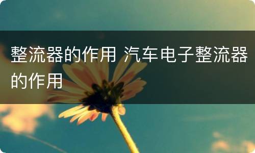 整流器的作用 汽车电子整流器的作用
