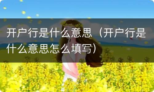 开户行是什么意思（开户行是什么意思怎么填写）