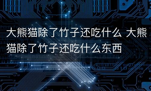 大熊猫除了竹子还吃什么 大熊猫除了竹子还吃什么东西