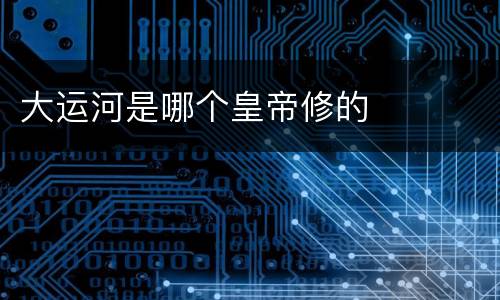 大运河是哪个皇帝修的