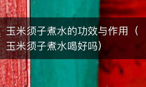 玉米须子煮水的功效与作用（玉米须子煮水喝好吗）