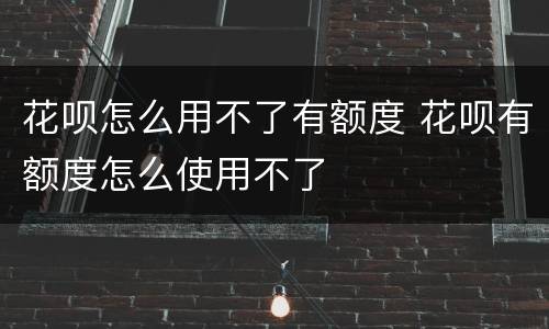 花呗怎么用不了有额度 花呗有额度怎么使用不了