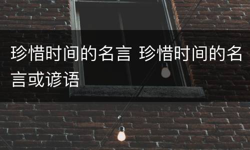 珍惜时间的名言 珍惜时间的名言或谚语