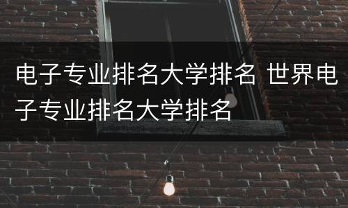 电子专业排名大学排名 世界电子专业排名大学排名