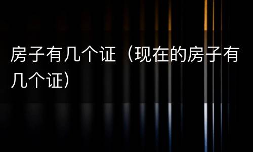 房子有几个证（现在的房子有几个证）