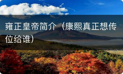 雍正皇帝简介（康熙真正想传位给谁）