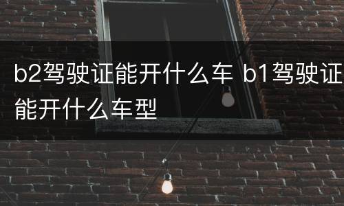 b2驾驶证能开什么车 b1驾驶证能开什么车型