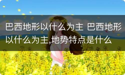 巴西地形以什么为主 巴西地形以什么为主,地势特点是什么