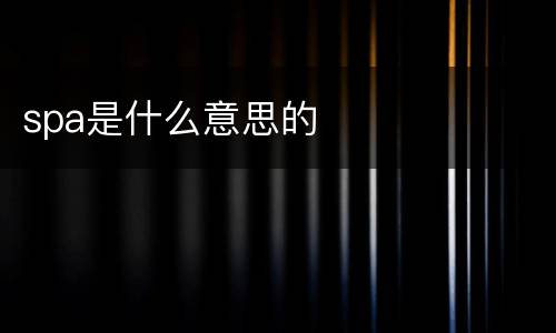 spa是什么意思的