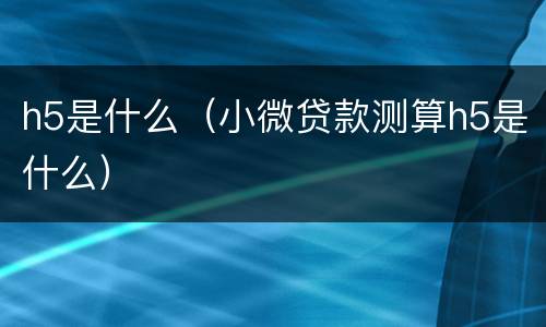 h5是什么（小微贷款测算h5是什么）