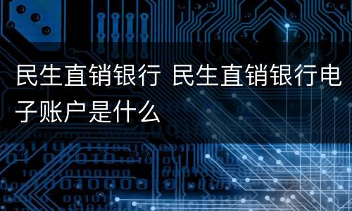 民生直销银行 民生直销银行电子账户是什么