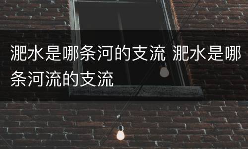 淝水是哪条河的支流 淝水是哪条河流的支流