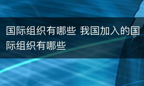 国际组织有哪些 我国加入的国际组织有哪些