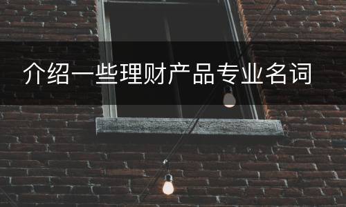  介绍一些理财产品专业名词