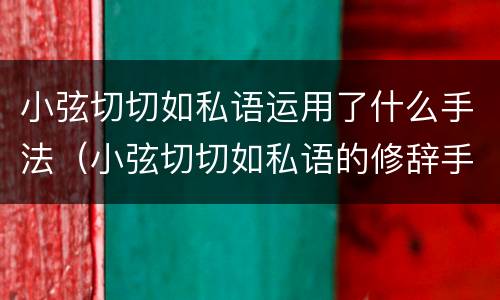 小弦切切如私语运用了什么手法（小弦切切如私语的修辞手法）