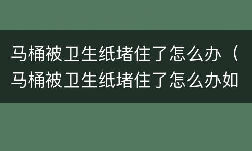 马桶被卫生纸堵住了怎么办（马桶被卫生纸堵住了怎么办如何疏通）