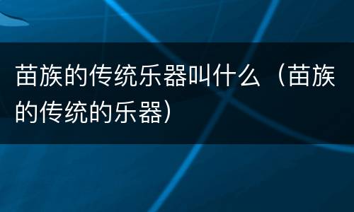 苗族的传统乐器叫什么（苗族的传统的乐器）