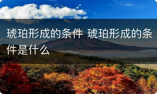 琥珀形成的条件 琥珀形成的条件是什么