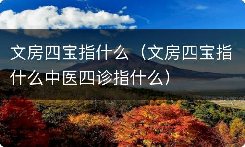 文房四宝指什么（文房四宝指什么中医四诊指什么）
