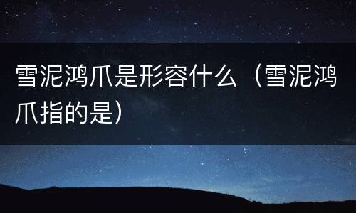 雪泥鸿爪是形容什么（雪泥鸿爪指的是）