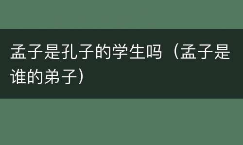 孟子是孔子的学生吗（孟子是谁的弟子）