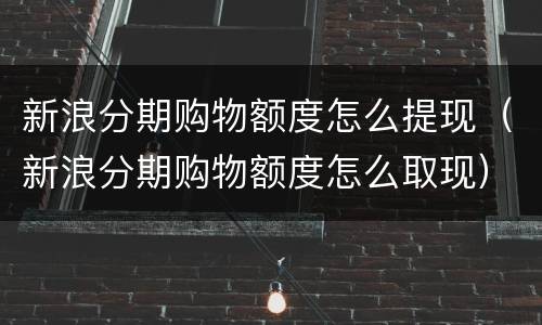 新浪分期购物额度怎么提现（新浪分期购物额度怎么取现）