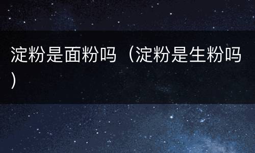 淀粉是面粉吗（淀粉是生粉吗）