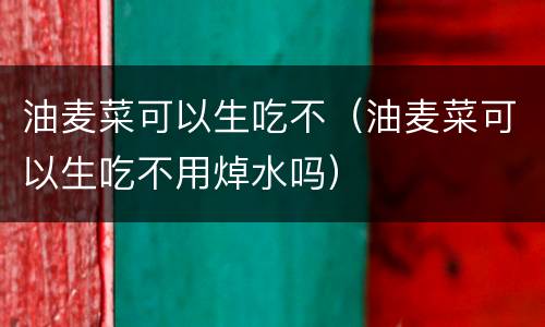 油麦菜可以生吃不（油麦菜可以生吃不用焯水吗）