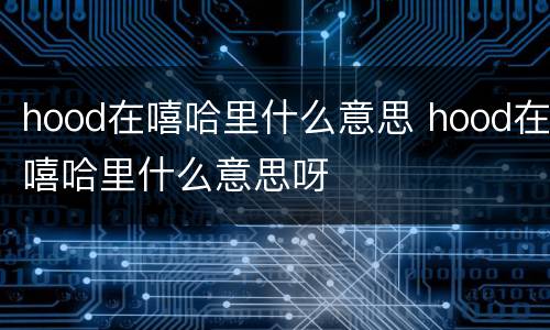 hood在嘻哈里什么意思 hood在嘻哈里什么意思呀