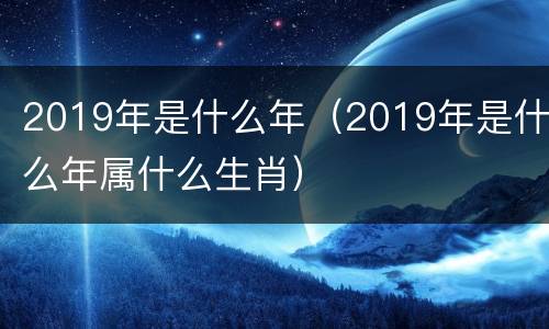 2019年是什么年（2019年是什么年属什么生肖）