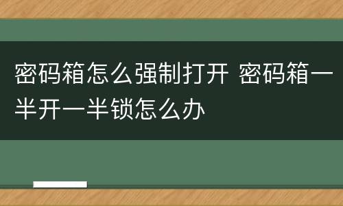 密码箱怎么强制打开 密码箱一半开一半锁怎么办