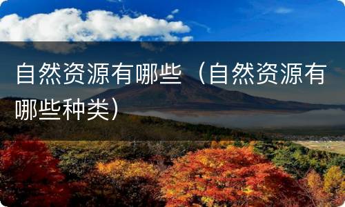 自然资源有哪些（自然资源有哪些种类）