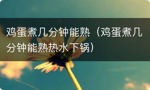 鸡蛋煮几分钟能熟（鸡蛋煮几分钟能熟热水下锅）