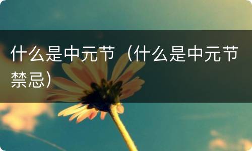 什么是中元节（什么是中元节禁忌）