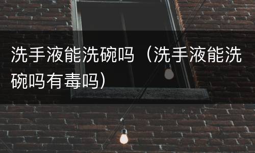 洗手液能洗碗吗（洗手液能洗碗吗有毒吗）