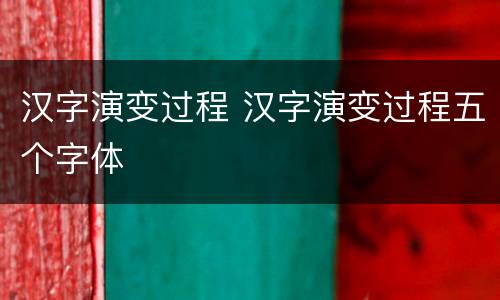 汉字演变过程 汉字演变过程五个字体