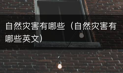 自然灾害有哪些（自然灾害有哪些英文）